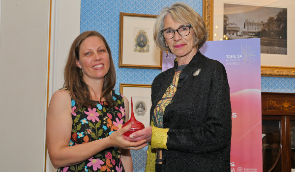 Rebecca Stevens with The Right Honourable The Lord Mayor of Adelaide Dr Jane Lomax-Smith AM